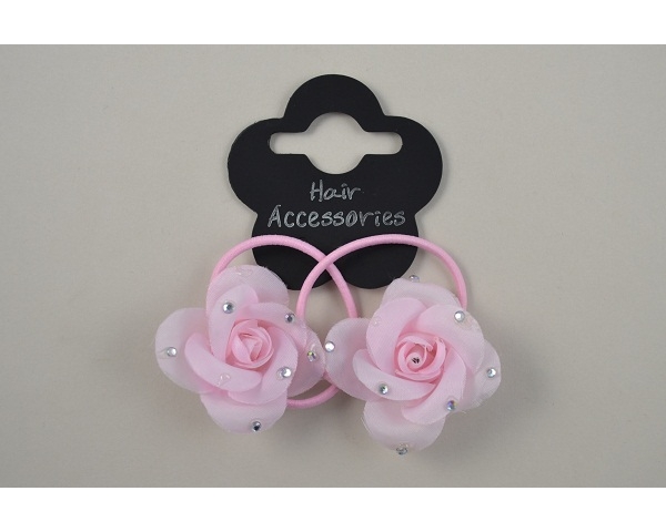 2 small roses on elastics with diamante detail per card . Packed 6 light pink and 6 pink