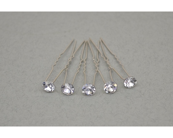 Large crystal stone silver hair pin. Packed 12 pins per container.