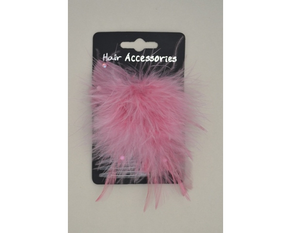 Feather slide comb. Comb is clear plastic & approx 7cm. Packed assorted pink & black