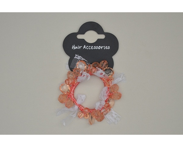 Scrunchie with netted bows and colour contrast beads to decorate. Colours as shown