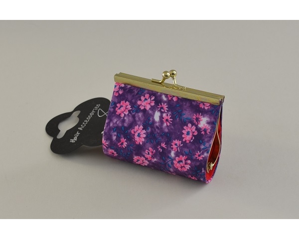 Floral design clasp coin purse. 2 colours per pack, as per images