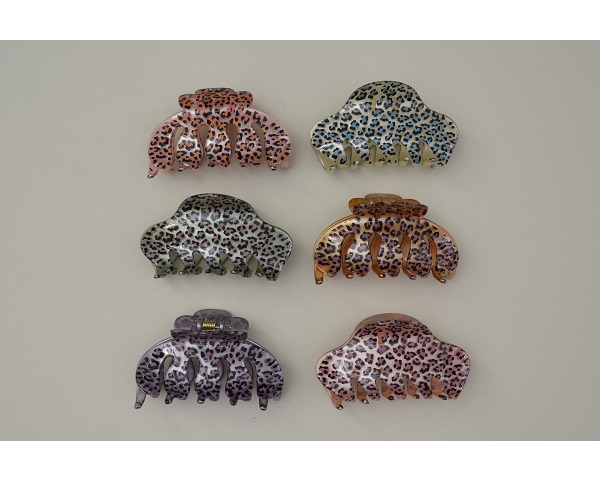 Colourful animal print clamp - 2 styles per pack. Colours as per image