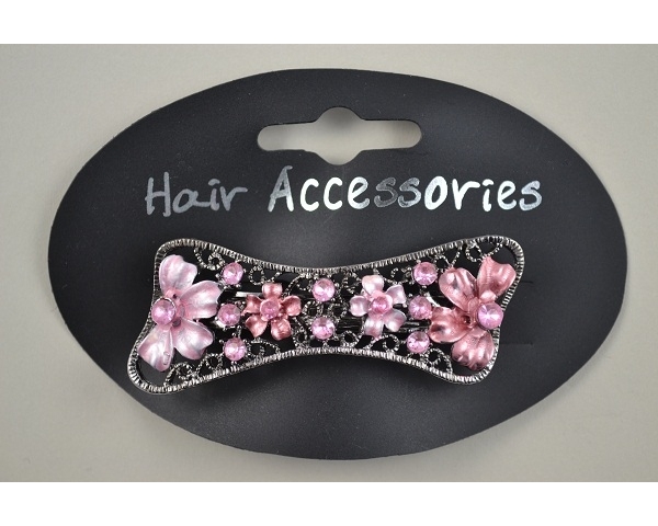 Mini barrette with vintage design and flower detail in various colours.