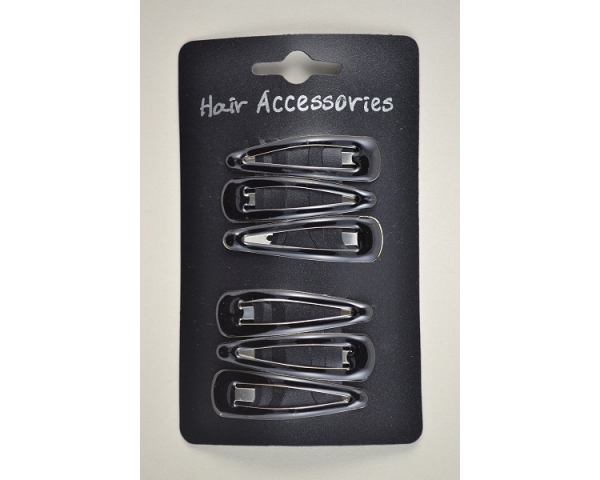 Card of 6 plain black snappy