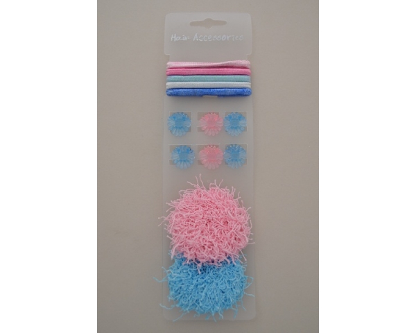 Pack of pastel elastics/ponios, micro clamps and scrunchies. 2 designs as per images