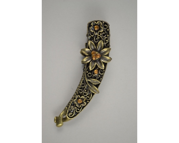 Bronze flower design banana clip with diamante stones. in 3 colours