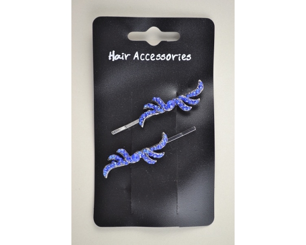 2 ribbon style grips with coloured diamantes. In blue & clear