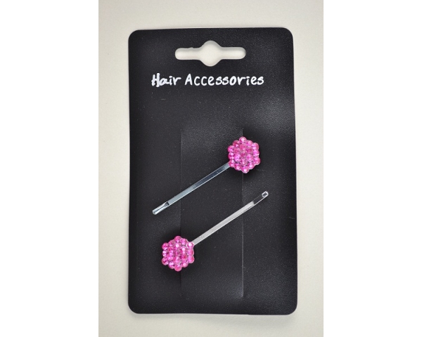 2 shaped diamante grips. In hot pink, pink, clear & green