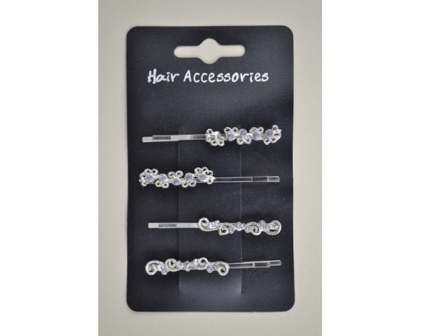 4 scroll designed silver grips with diamantes