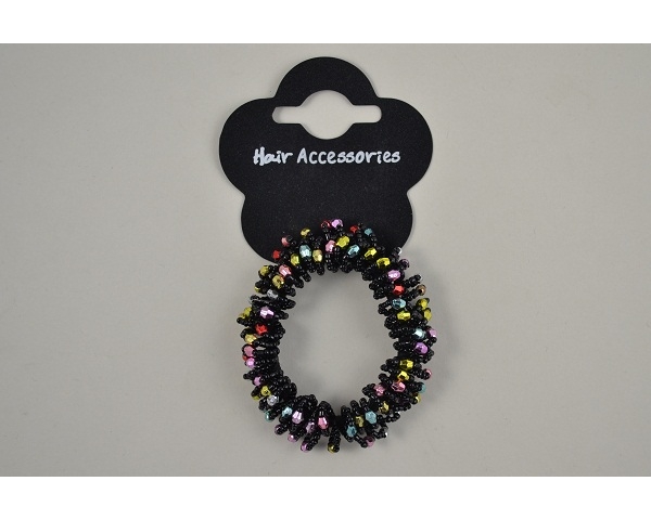 1 black beaded scrunchie per card