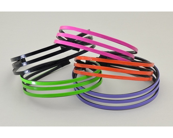 Triple alice band with a neon colour finish. In orange, pink, green, purple & black