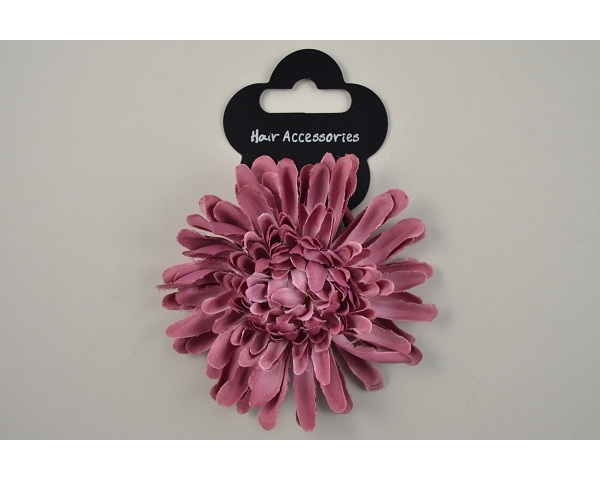 Large chrysanthemum design flower on an elastic. Packed 6 dusky pink & 6 black