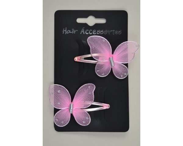 2 snappys with large butterfly per card in pink.