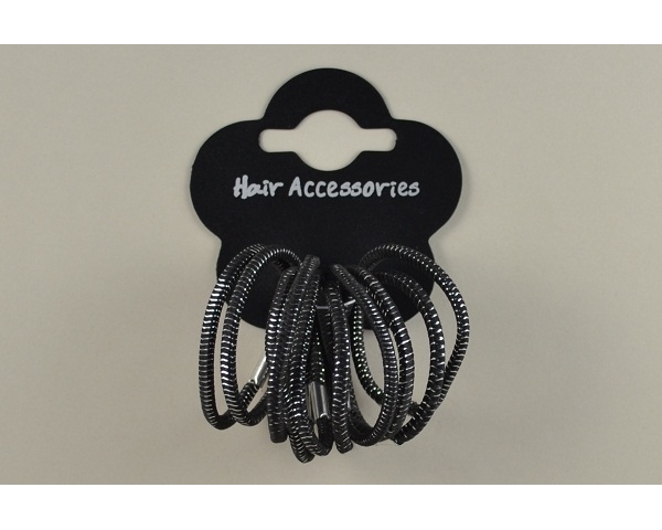 10 black elastics with silver thread detail