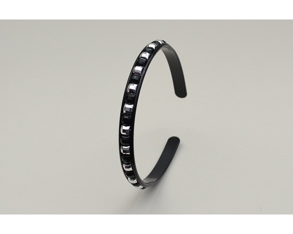 Black alice band with black & silver bead detail