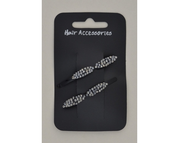 Shaped grip decorated with gun metal grey diamantes. In assorted black & silver grips