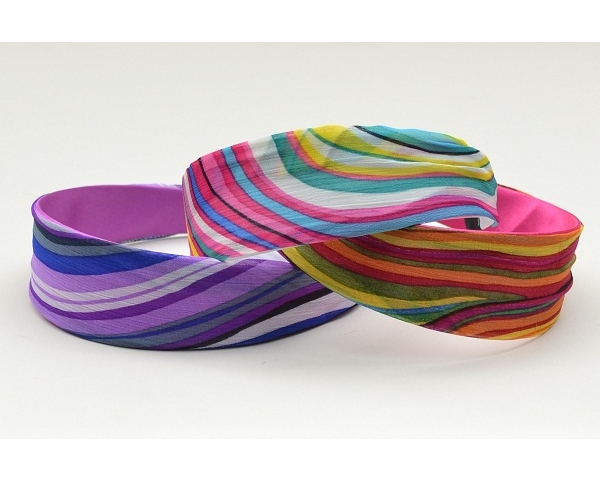 Rainbow effect fabric covered wide alice band. In 3 colour ways as per image