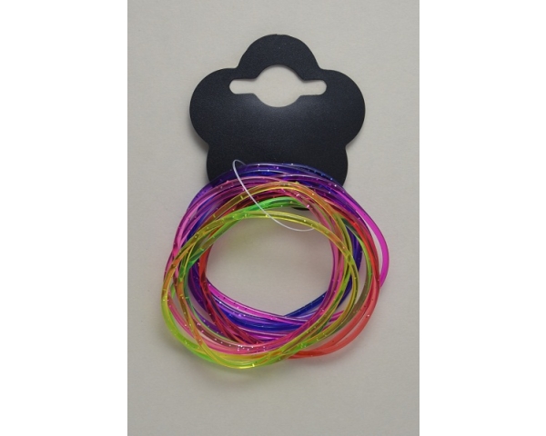 Card of 14 translucent glittery gummy bracelets
