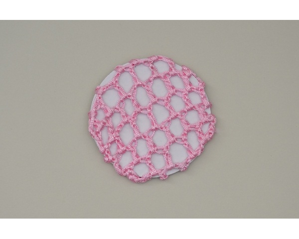 Large pink crochet bun net. Ideal for dancers. Approx 10.5cm