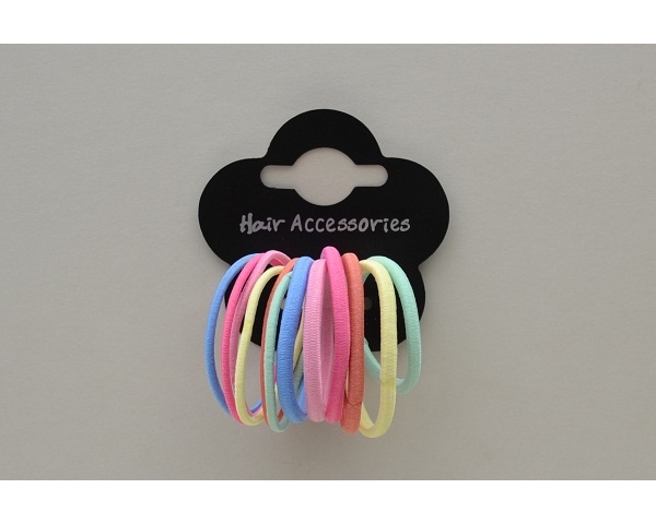 12 pastel shade snag free elastics per card. Colours as shown