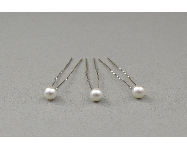Tube of 24 white pearl bead hair pins. Pearl bead approx 9mm