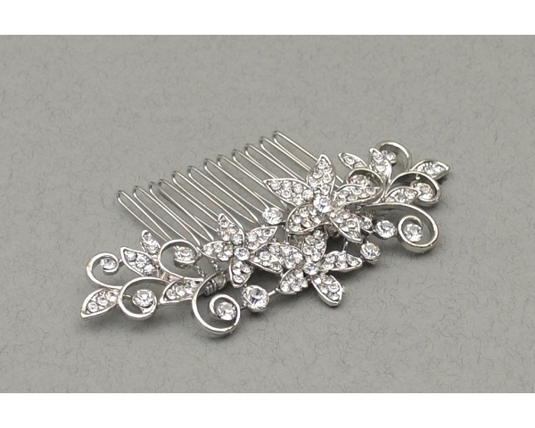 Flower burst crystal stone miniature comb