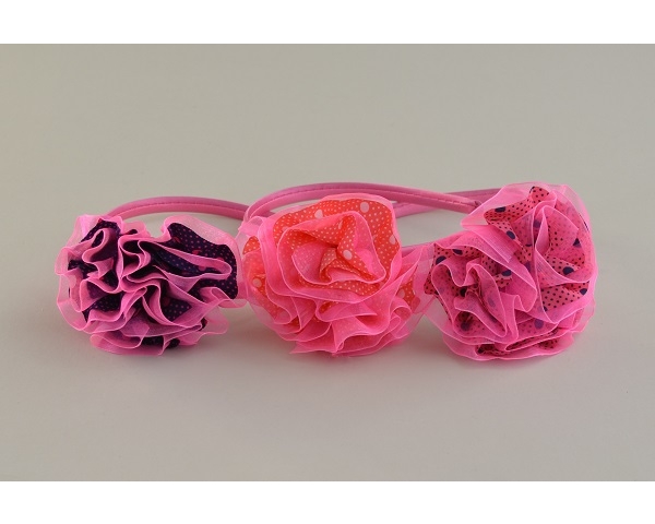 Sateen alice band with side rosette. 3 designs & colours per pack as per images