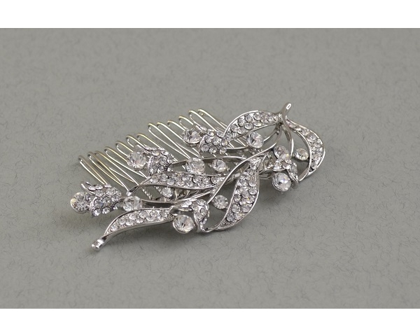Tulip design crystal hair comb. Approx 9 cm