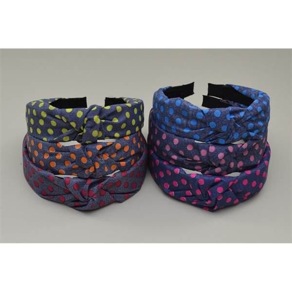 Spotty Top Knot Alice Band in colours as shown per pack